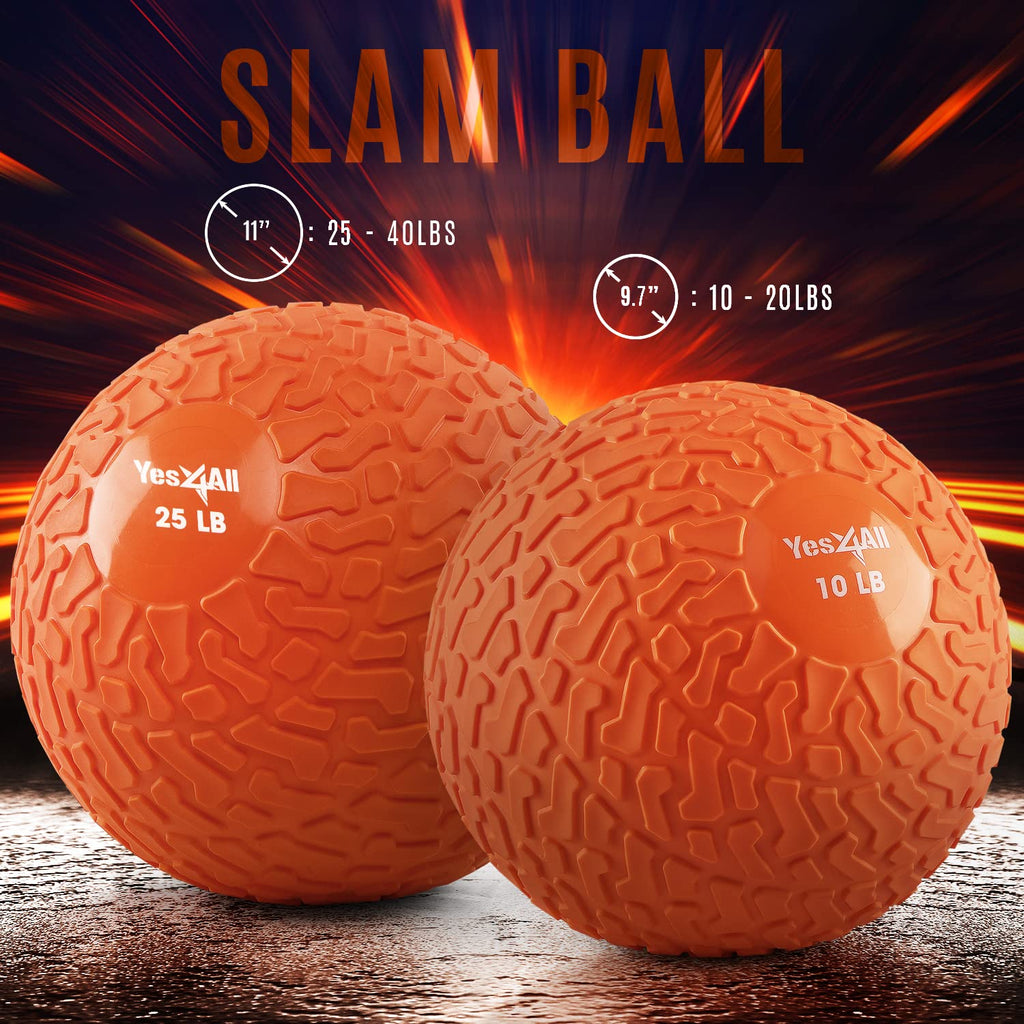 Yes4All Slam Balls, 10-40lb Weighted Ball Weight, Durable PVC Sand Filled Workout Dynamic Slam Ball for Core Strengthen
