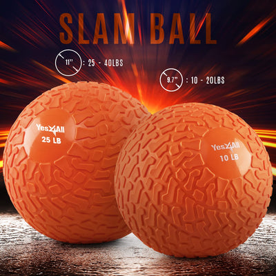 Yes4All Slam Balls, 10-40lb Weighted Ball Weight, Durable PVC Sand Filled Workout Dynamic Slam Ball for Core Strengthen