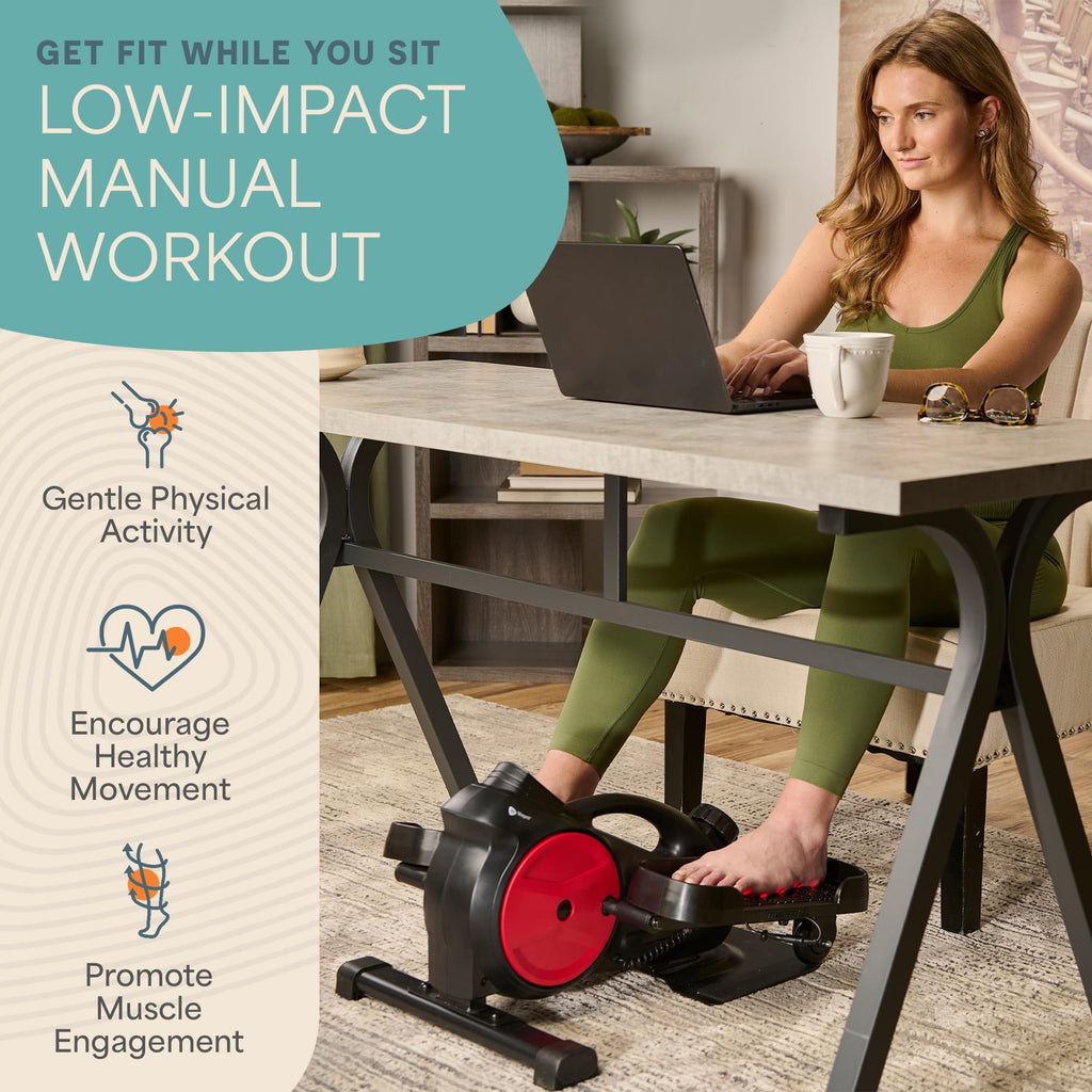 Lifepro Under Desk Elliptical Exercise Machine with or without Red Light, Seated Pedal Exerciser for Seniors & Adults, Quiet Elliptical Machine for Home or Office, Portable Leg Exerciser While Sitting