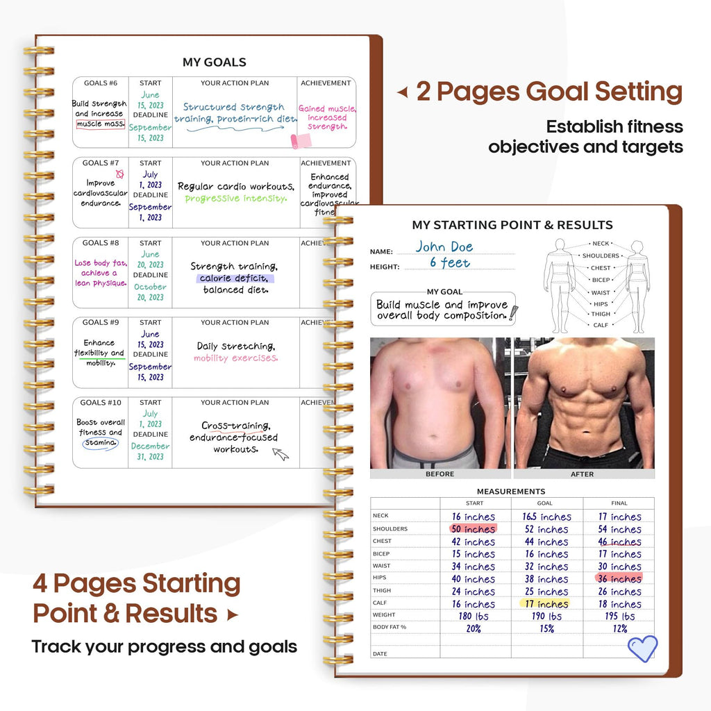 Fitness Workout Journal for Women & Men, A5(5.5" x 8.2") Workout Log Book Planner for Tracking, Progress, and Achieving Your Wellness Goals - Green