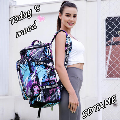 Gym Duffle Bag Backpack with Shoe Compartment,4 ways Travel Backpack for Women and Men,Multi-Functional Weekender bag with Waterproof Layer&Laptop Compartment for Fitness, Travel,Camping