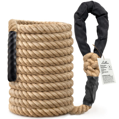Climbing Rope Gym Workout - 1.5 Inch Diameter 10FT 15FT 20FT 25FT 30FT 35FT Heavy Duty Jute Thick Ropes for Adults Strength Training Outdoor Tree Swing Indoor Home Fitness Exercise