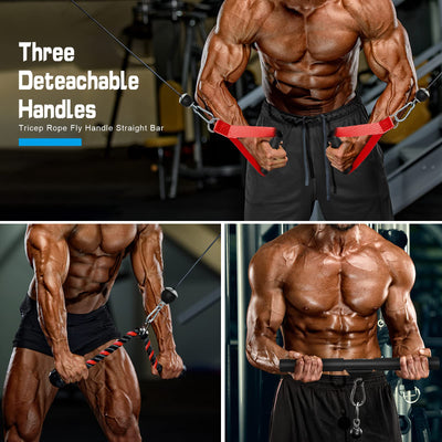 SERTT Weight Cable Pulley System Gym, Upgraded Cable Pulley Attachments for LAT Pull Down, Biceps Curl, Tricep, Arm Workouts - Home Gym Add On Equipment