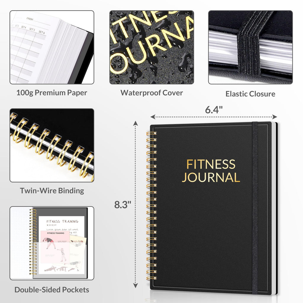 Fitness Journal Workout Planner for Women & Men, A5 (6.4" x 8.3") Workout Journal Log Book Planner Gift for Track Gym Essentials, Home Workouts, Track Progress, Achieve Wellness Goals, Pink