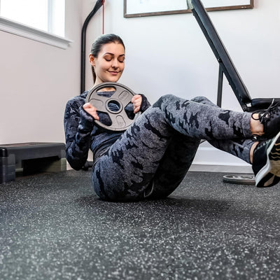 SUPERJARE 0.56'' Thick 12 Pcs 48 Sq Ft Rubber Top Exercise Equipment Mats, High Density EVA Foam Mats with Rubber Top, Interlocking Gym Flooring for Home Gym, Protective Workout Mat, Black/Grey