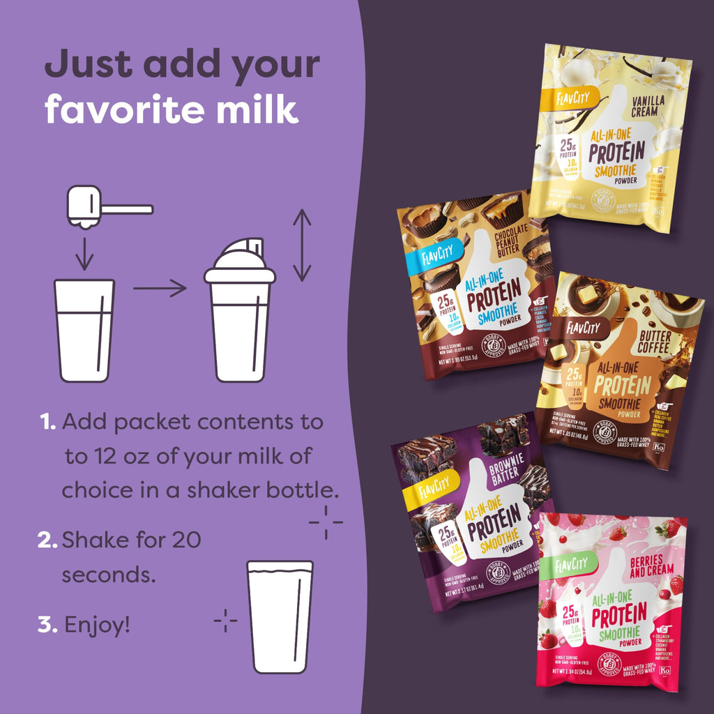 FlavCity Grass Fed Whey Chocolate Protein Powder - Chocolate Peanut Butter - 25g Protein & 10g Collagen - Made with Organic Cocoa & Coconut Milk - Gluten Free & No Added Sugars (20 Servings)