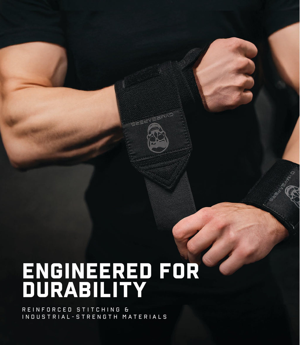 Gymreapers Weightlifting Wrist Wraps (IPF Approved) 18" Professional Quality Wrist Support with Heavy Duty Thumb Loop - Best Wrap for Powerlifting Competition, Strength Training, Bodybuilding