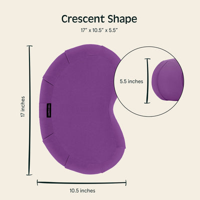 Retrospec Sedona Zafu Meditation Cushion with Buckwheat Hull Fill - Adjustable Yoga & Pilates Equipment Support - 17in Crescent Cotton Cover