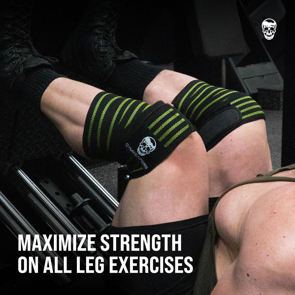Gymreapers Knee Wraps for Squats and Powerlifting 72 Inch Compression Wraps with Strap for Men & Women Weightlifting Support