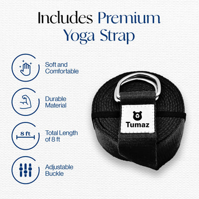 Tumaz Non-Slip Yoga Blocks 2-Pack - High Density/Lightweight EVA Foam & Natural Cork for Stability, Premium Set with E-Book Included