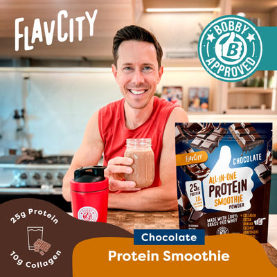 FlavCity Grass Fed Whey Chocolate Protein Powder - Chocolate Peanut Butter - 25g Protein & 10g Collagen - Made with Organic Cocoa & Coconut Milk - Gluten Free & No Added Sugars (20 Servings)
