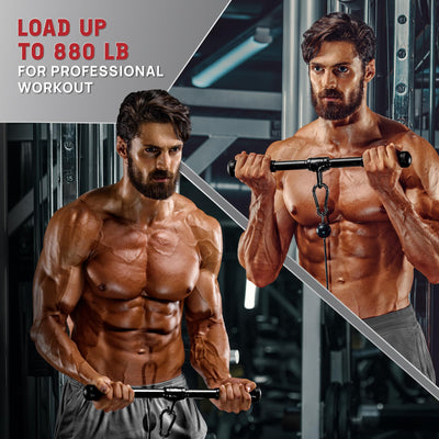 Yes4All Cable Machine Attachment, Row Handles, Tricep Rope, Straight Bar, V Bar, LAT Pulldown Accessories Load 880 LB for Home Gym