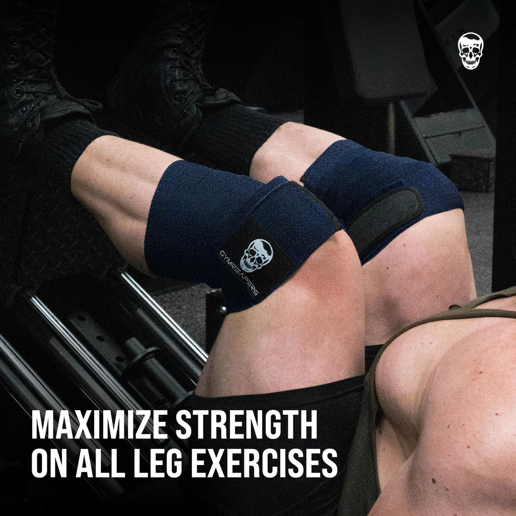 Gymreapers Knee Wraps for Squats and Powerlifting 72 Inch Compression Wraps with Strap for Men & Women Weightlifting Support