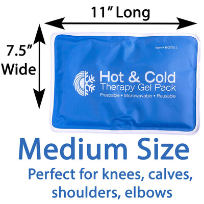 Roscoe Medical Gel Soft Flexible Ice Packs for Injuries, Reusable Freezer Hot and Cold Pack, Cold Compress & Cooling Gel Pad for Shoulder, Hip, Leg, Arm, Ankle & Foot Injury, 7.5 x 11 Inches, Medium