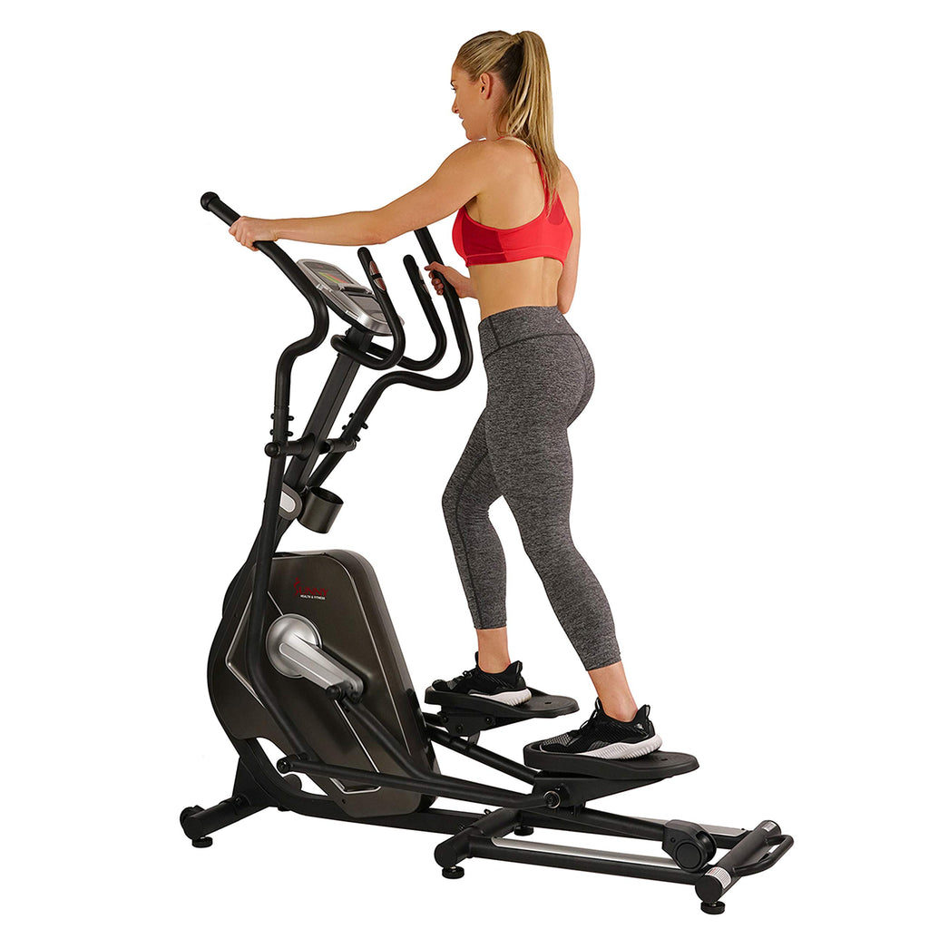 Sunny Health & Fitness Elliptical Trainer Machine w/Built-in Pulse Sensor, Low Impact Cardio Exerciser & Full-Body Cross Training for Home, Optional Free SunnyFit App Link & Electric w/300LB Load