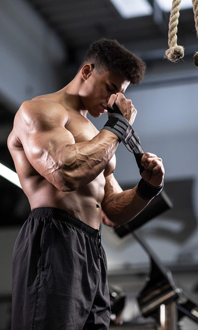 Fitgriff® Wrist Wraps for Weightlifting (18") Heavy-Duty Support for Gym, Bench Press, and Pushups (1 Pair) - for Men and Women (Black)