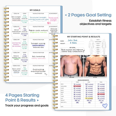 Fitness Workout Journal for Women & Men, A5(5.5" x 8.2") Workout Log Book Planner for Tracking, Progress, and Achieving Your Wellness Goals - Green