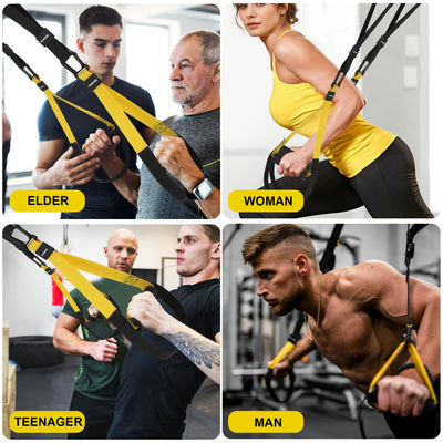 Home Resistance Training Kit | Full-Body Workout with Suspension Trainer Straps, Door Anchor, Handles, and Carrying Bag | Complete Home Gym Equipment