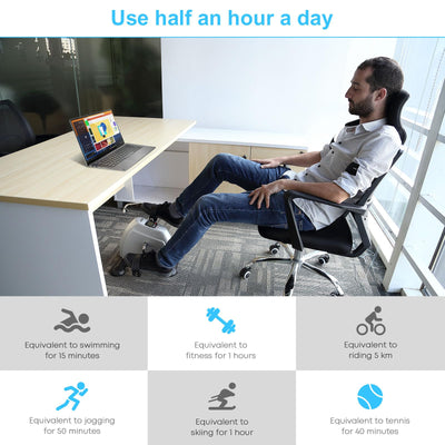 Mini Exercise Bike, AGM Under Desk Bike Pedal Exerciser Foot Cycle Arm & Leg Pedal Exerciser with LCD Screen Displays