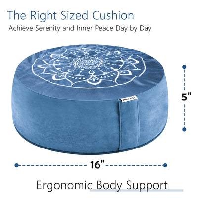 Hihealer Meditation Cushion, Traditional Tibetan Meditation Pillow Velvet Cover - Large Floor Cushion Seating for Adults - Yoga Buckwheat Bolster for Women、Moms