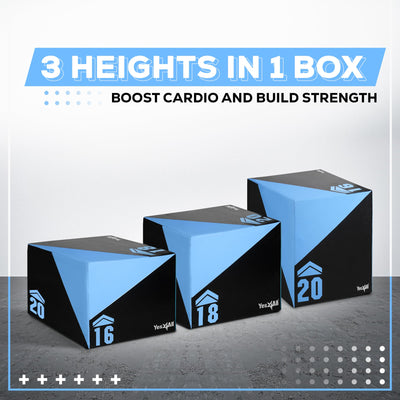 Yes4All 3 in 1 Foam Plyometric Jump Box for Training & Conditioning - Plyo Jump Box for Fitness Workout Exercise