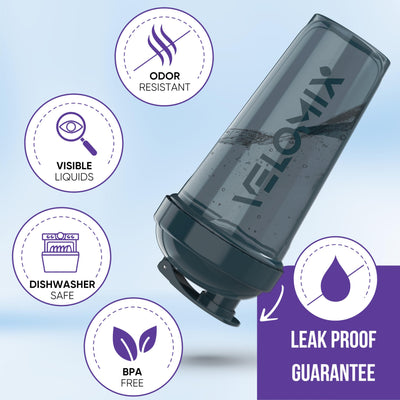 VELOMIX -4 PACK- 28 oz Protein Shaker Bottle for Protein Mixes - 4x Wire Whisk | Leak Proof Shaker Cups for Protein Shakes | Protein Shaker Bottle Pack | Protein Shake Cup (Brown)