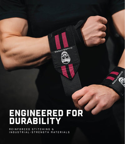 Gymreapers Weightlifting Wrist Wraps (IPF Approved) 18" Professional Quality Wrist Support with Heavy Duty Thumb Loop - Best Wrap for Powerlifting Competition, Strength Training, Bodybuilding