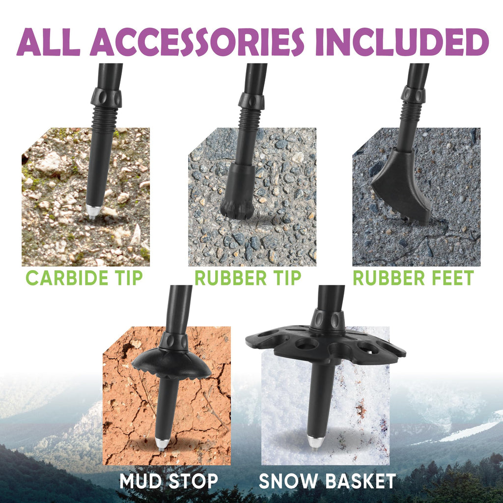 Trekology Trek-Z Collapsible Hiking & Trekking Poles - Balance Support for Seniors, Women, and Men, 2pc Per Set