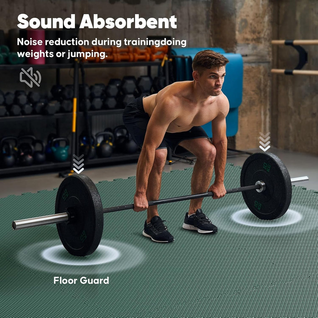 Home Gym Mat, Puzzle Exercise Mat, EVA Interlocking Foam Floor Tiles for Home Workout Equipment and Kids' Play Areas - Grey, 24 in x 24 in x ½ in - 12 Tiles (Grey, 12 Pack, 48 SQ FT)