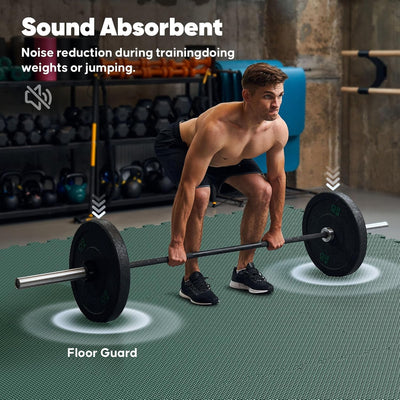 Home Gym Mat, Puzzle Exercise Mat, EVA Interlocking Foam Floor Tiles for Home Workout Equipment and Kids' Play Areas - Grey, 24 in x 24 in x ½ in - 12 Tiles (Grey, 12 Pack, 48 SQ FT)