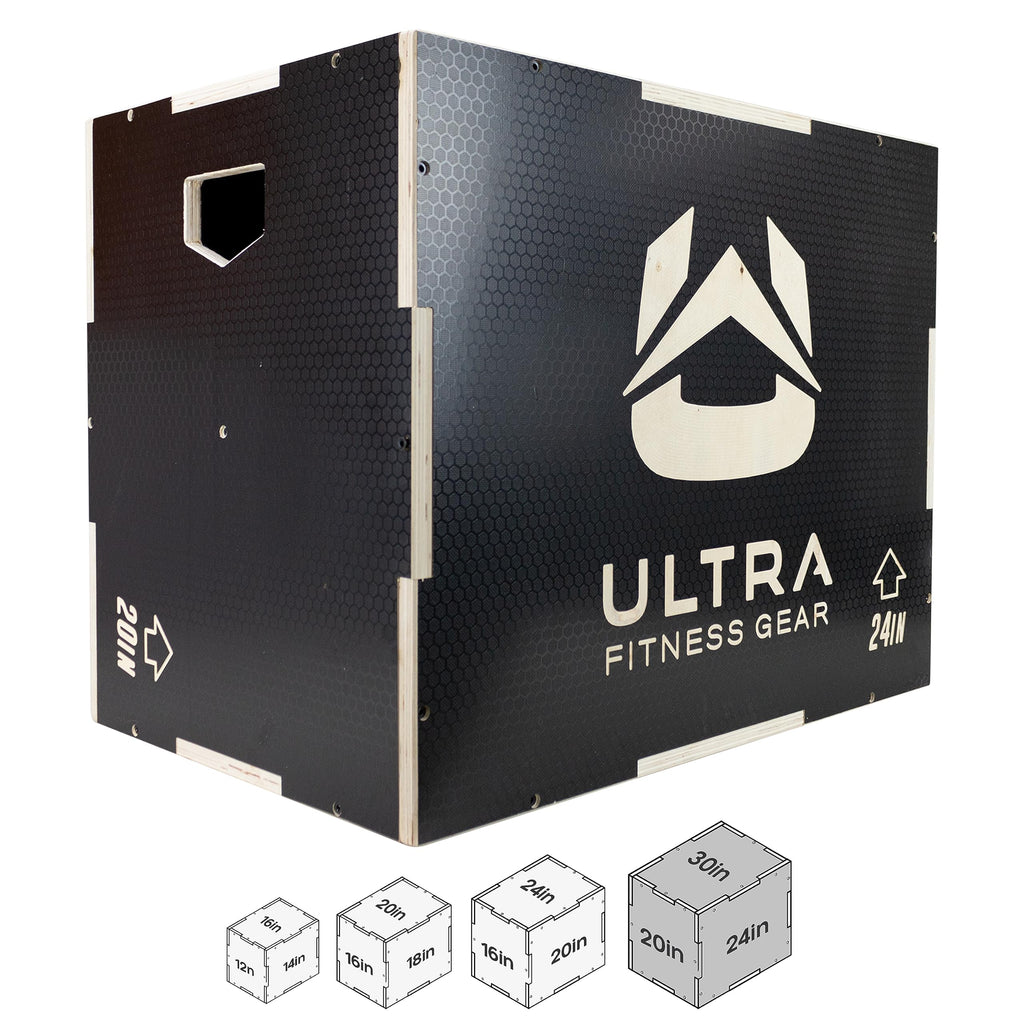 Ultra Fitness Gear Wooden Plyo Box, 31 Plyometric Jump Training Squat, Step Up, Jumps & More Workout Size S, M, L, XL