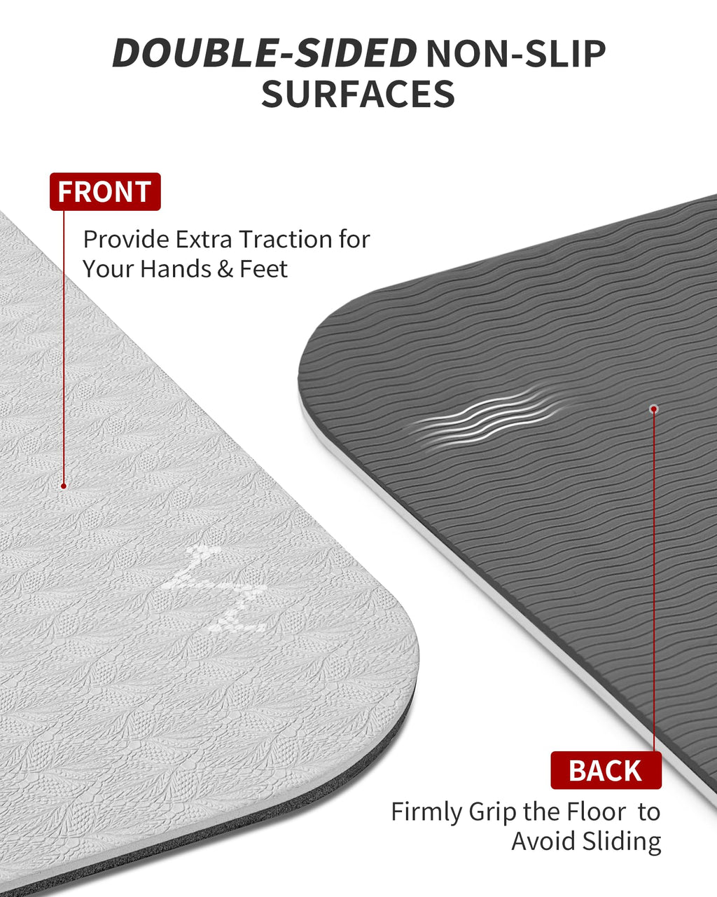 CAMBIVO Large Yoga Mat (6'x 4'), Extra Wide Workout Mat for Men and Women, Yoga Mat Thick 1/3 &1/4 Exercise Mats for Home Workout, Yoga, Pilates (Black,1/4 inch)