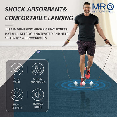 MRO Extra Large Exercise Mat 12'x7'/9'x7'/7'x7'/7'x5'(7mm), High-Density Workout Mats for Home Gym Flooring, Non-Slip, Extra Thick Durable Cardio Mat, Ideal for Plyo, MMA, Jump Rope - Shoe Friendly