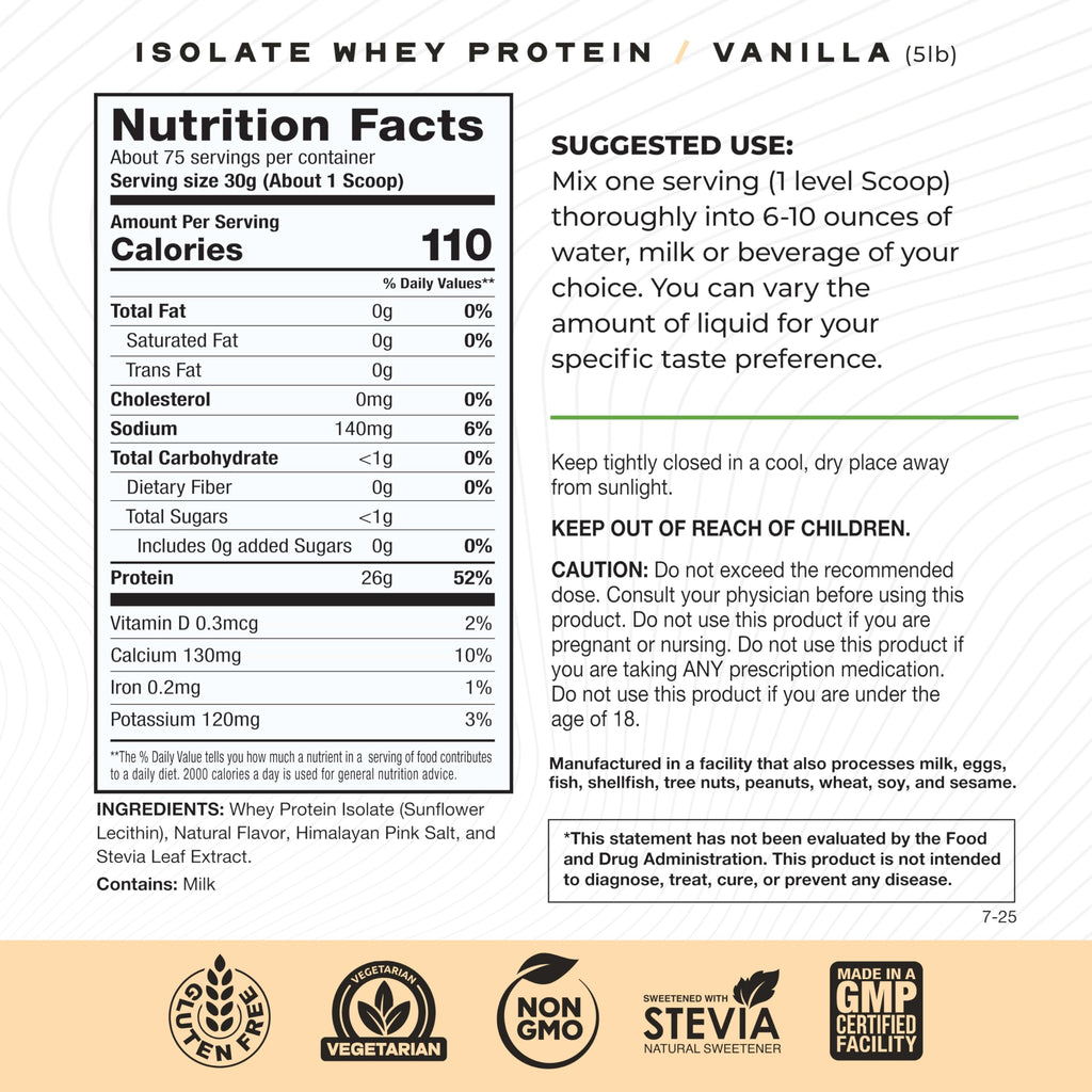 Muscle Feast Grass-Fed Whey Protein Isolate, All Natural Hormone Free Pasture Raised, Whey Isolate Protein Powder for Men and Women, Clean, Non-GMO & Gluten-Free, Isolate Protein - Unflavored, 5lb