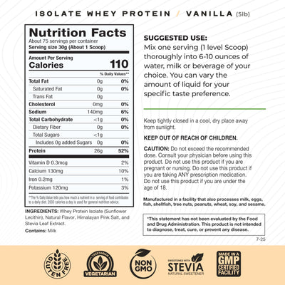 Muscle Feast Grass-Fed Whey Protein Isolate, All Natural Hormone Free Pasture Raised, Whey Isolate Protein Powder for Men and Women, Clean, Non-GMO & Gluten-Free, Isolate Protein - Unflavored, 5lb