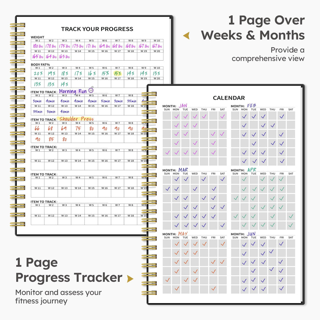 Fitness Workout Journal for Women & Men, A5(5.5" x 8.2") Workout Log Book Planner for Tracking, Progress, and Achieving Your Wellness Goals - Green