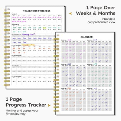 Fitness Workout Journal for Women & Men, A5(5.5" x 8.2") Workout Log Book Planner for Tracking, Progress, and Achieving Your Wellness Goals - Green