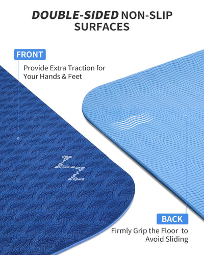 CAMBIVO Large Yoga Mat (6'x 4'), Extra Wide Workout Mat for Men and Women, Yoga Mat Thick 1/3 &1/4 Exercise Mats for Home Workout, Yoga, Pilates (Black,1/4 inch)