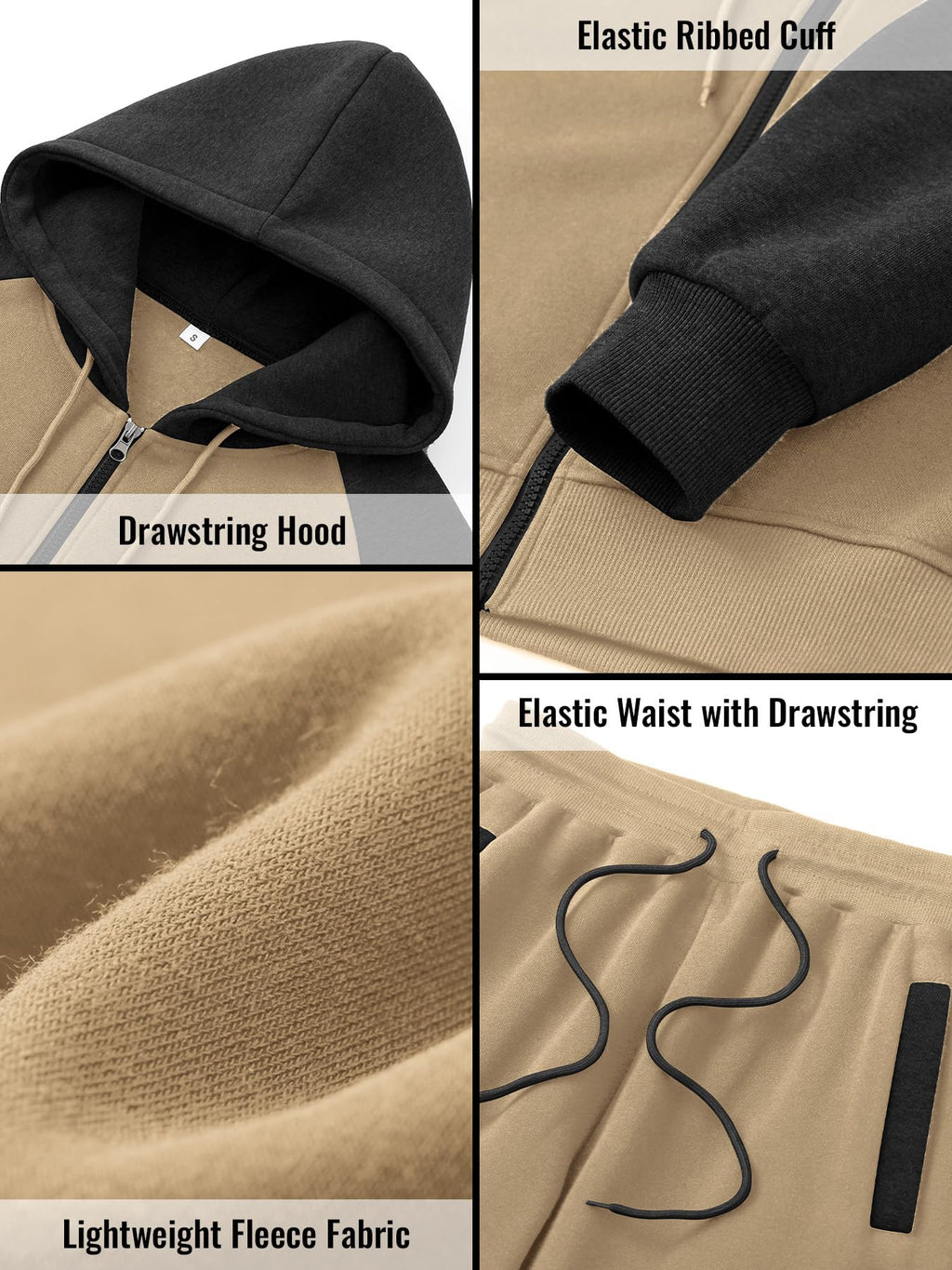 Men's Tracksuit 2 Pieces Set Zip Up Hoodie Sweatsuits Athletic Jogging Suit Set Casual Outfit with Pockets