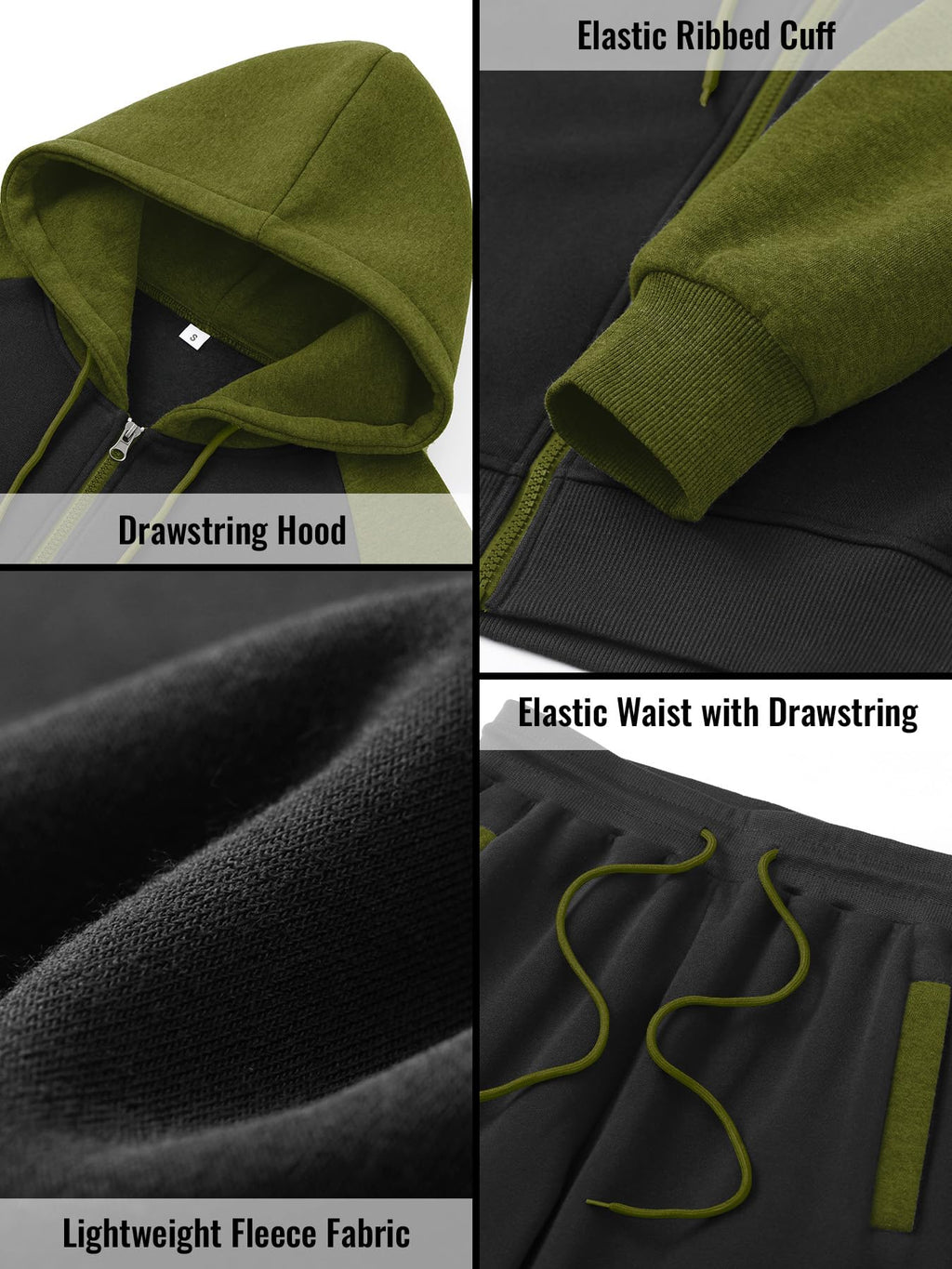 Men's Tracksuit 2 Pieces Set Zip Up Hoodie Sweatsuits Athletic Jogging Suit Set Casual Outfit with Pockets