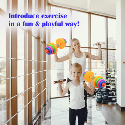 Kiddie Play Kids Weight Set Barbell Dumbbells | kids Exercise Equipment for Toddler Gym | Adjustable Workout Toy