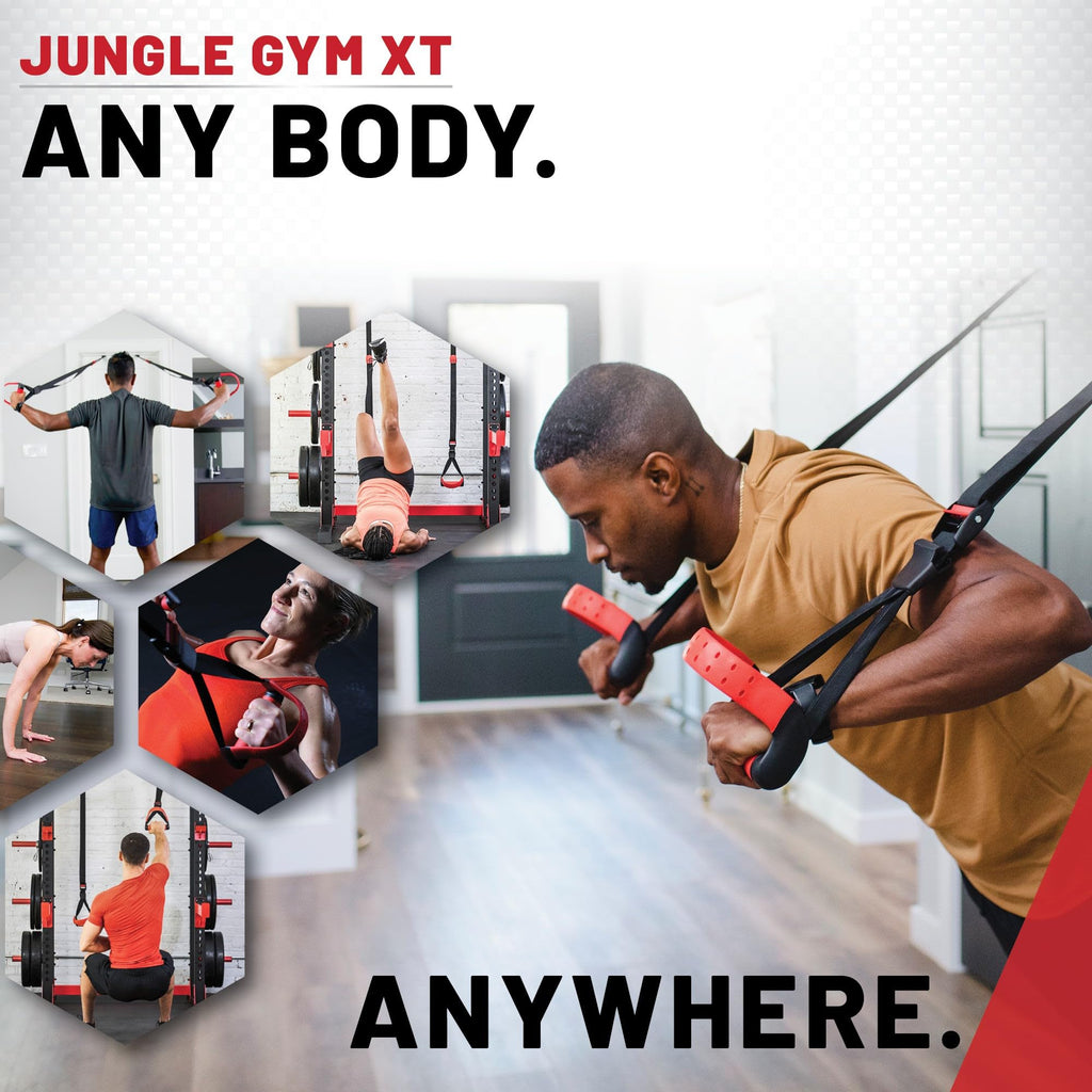 Lifeline Jungle Gym XT Body Weight Suspension Trainer System – Patented Split Anchor, Full-Body Workout, Lightweight Home Suspension Training Kit for Home Gym, Workout Equipment