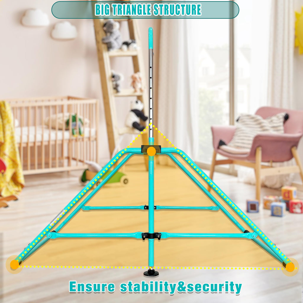 MARFULA Foldable Gymnastic Bar for Kids Ages 3-9, 9 Height Levels, 200 lbs Weight Capacity, 5 Ft Length Gymnastic Kip Bar with Mat, Gymnastic Equipment for Home and Gym Center Indoor Outdoor Use