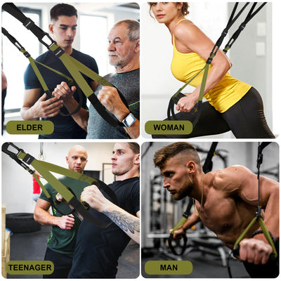 Home Resistance Training Kit | Full-Body Workout with Suspension Trainer Straps, Door Anchor, Handles, and Carrying Bag | Complete Home Gym Equipment