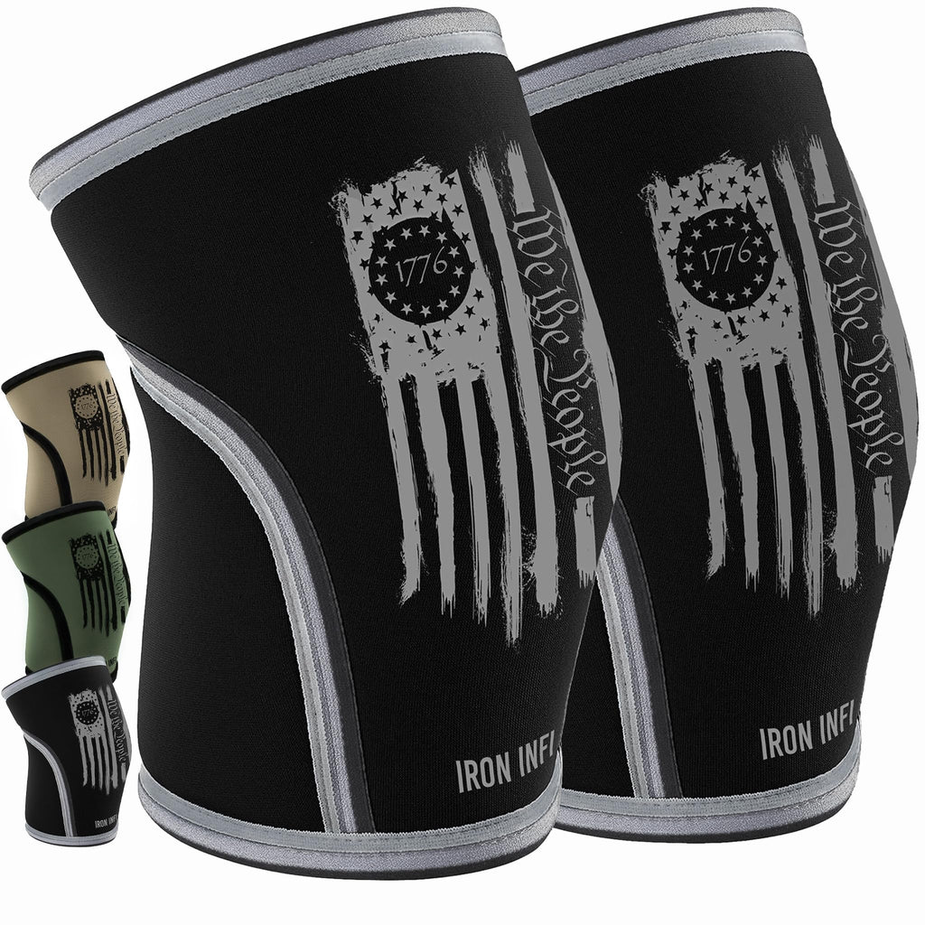 Knee Sleeves for Weightlifting & Powerlifting (7mm Pair) For Men & Women - Knee Wraps for Weight Lifting, Squats, Fitness, Gym Workout, Crossfit - IPF Approved Knee Compression Sleeve Support