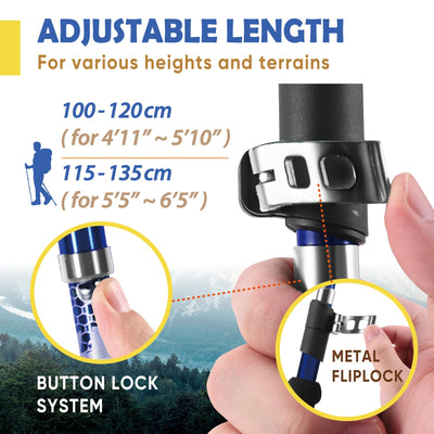 Trekology Trek-Z Collapsible Hiking & Trekking Poles - Balance Support for Seniors, Women, and Men, 2pc Per Set