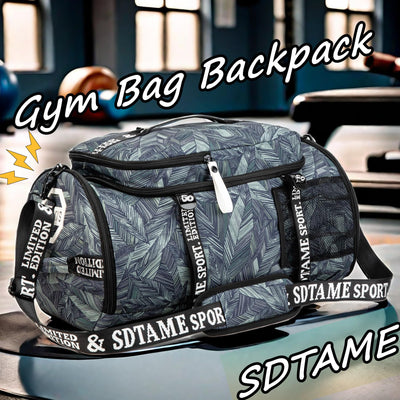 Gym Duffle Bag Backpack with Shoe Compartment,4 ways Travel Backpack for Women and Men,Multi-Functional Weekender bag with Waterproof Layer&Laptop Compartment for Fitness, Travel,Camping