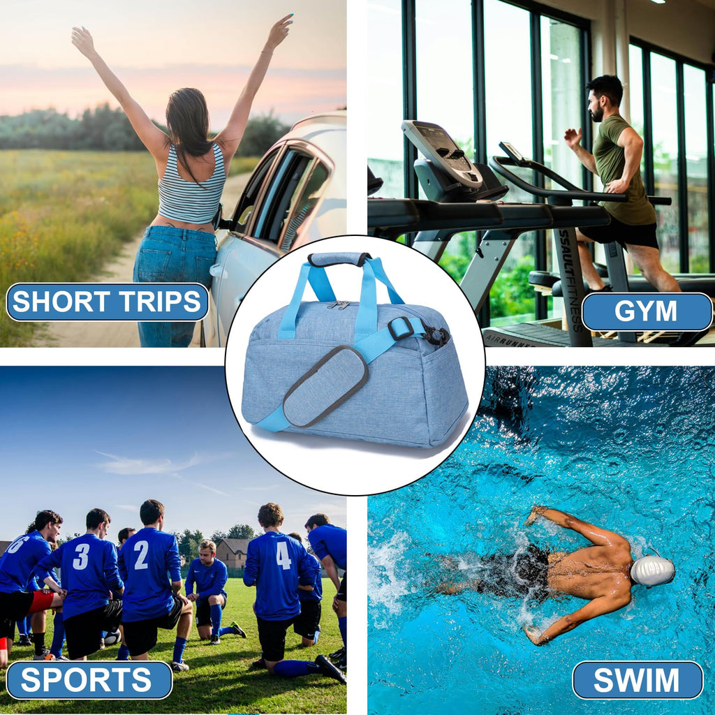 14 inch Small Gym Bag for Women & Men, Mini Duffel Bag for Travel Sports Lightweight Carry On Bag (Light Green)