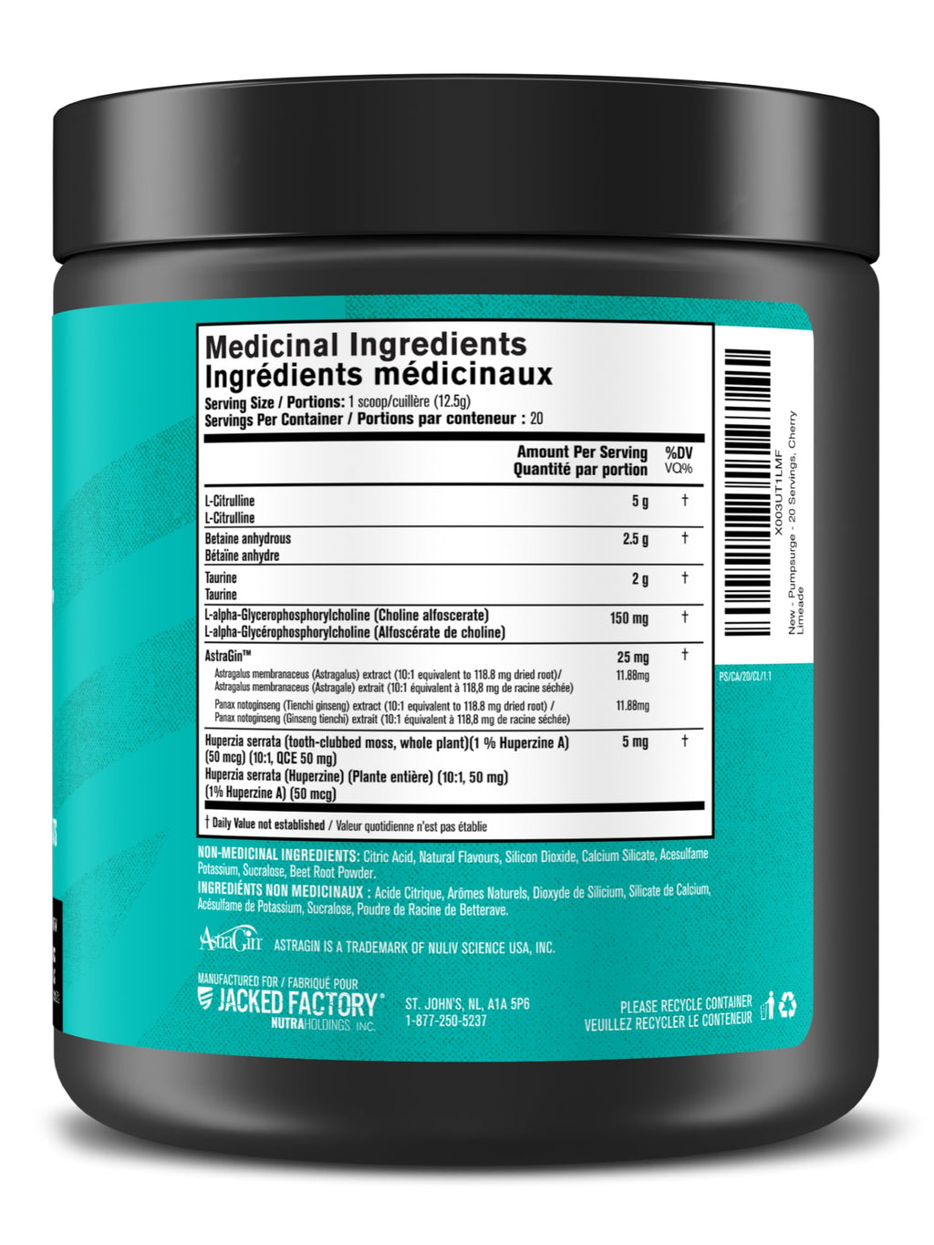 Jacked Factory Pumpsurge Caffeine Free Pre Workout for Men & Women - Nootropic Booster & Stim Free Pre Workout - Intense Pumps, Enhanced Focus - 30 Servings, Strawberry Lemonade