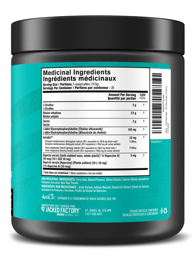 Jacked Factory Pumpsurge Caffeine Free Pre Workout for Men & Women - Nootropic Booster & Stim Free Pre Workout - Intense Pumps, Enhanced Focus - 30 Servings, Strawberry Lemonade